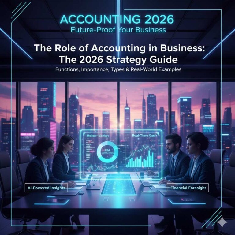Holographic dashboard showing 2026 accounting trends.