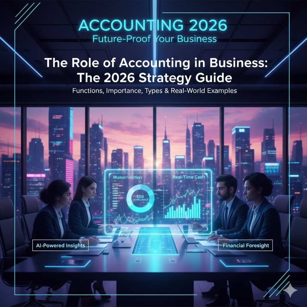 Holographic dashboard showing 2026 accounting trends.